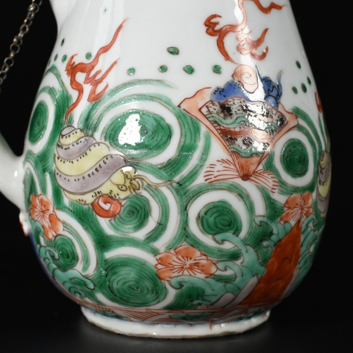 Chocolate Pot With Famille Verte Enamels Decorated With Conch Shells - China 18th Century Kangxi Period-photo-2