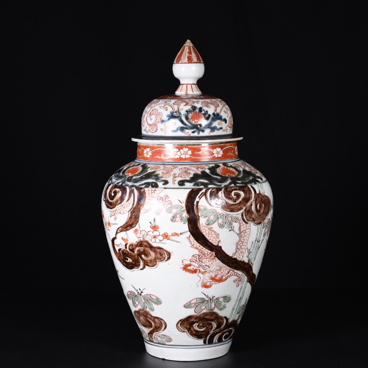Paire De Potiches à Décor Imari d'Un Dragon - Japon Période Edo Circa 1700-1730-photo-2