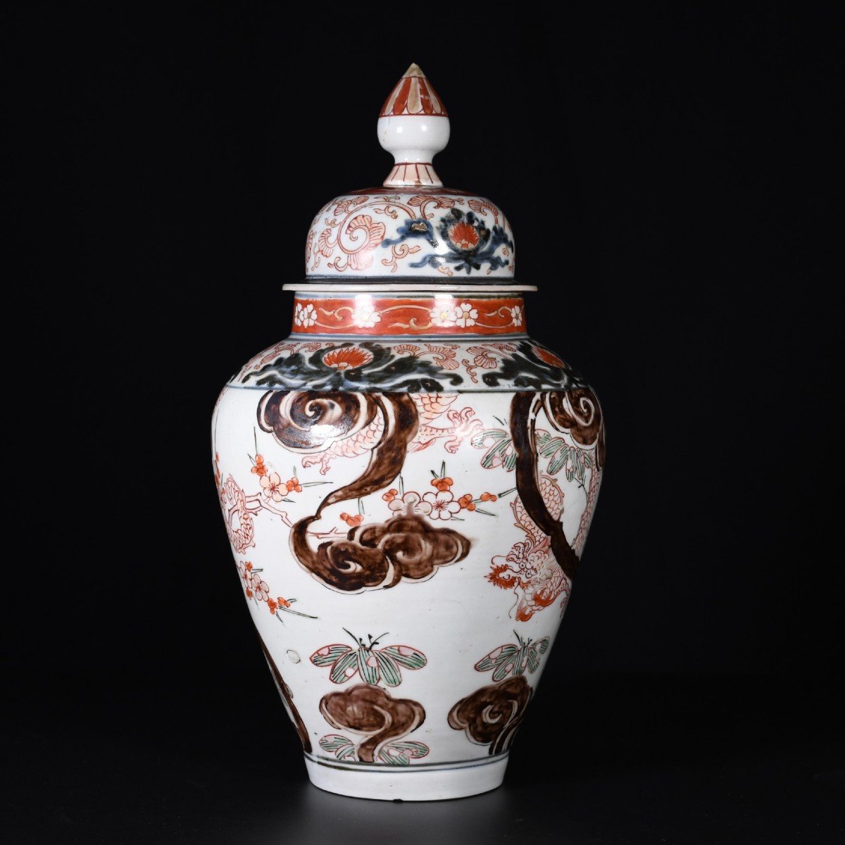 Paire De Potiches à Décor Imari d'Un Dragon - Japon Période Edo Circa 1700-1730-photo-2