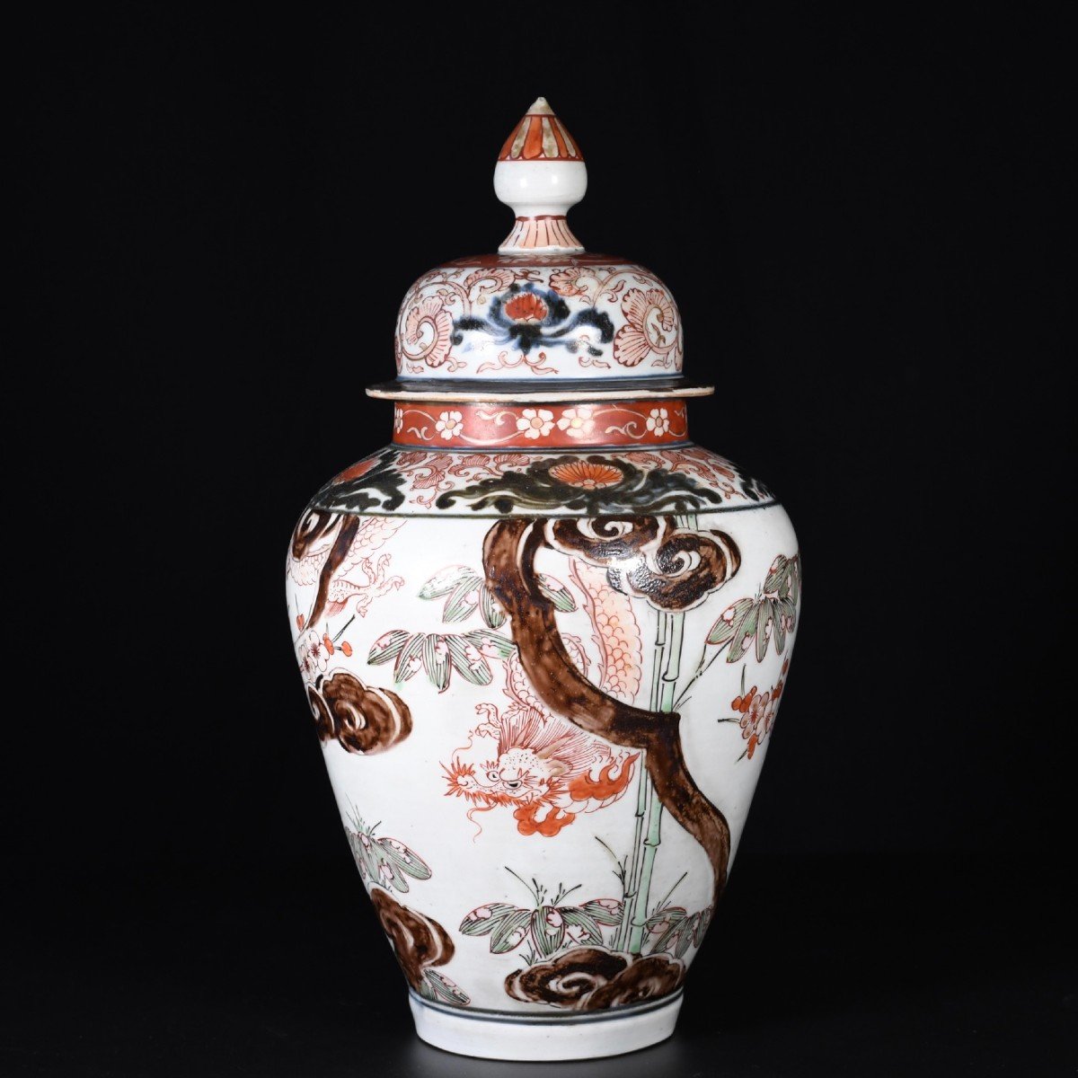 Paire De Potiches à Décor Imari d'Un Dragon - Japon Période Edo Circa 1700-1730-photo-5