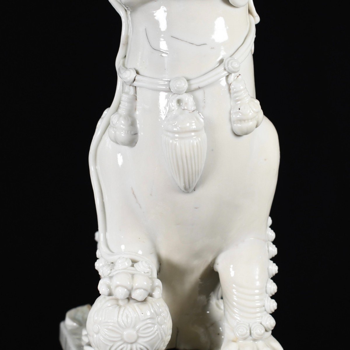 Très Grand Chien De Fo En Porcelaine Dit “Blanc De Chine” - Chine XVIIe Circa 1640 Dehua-photo-6