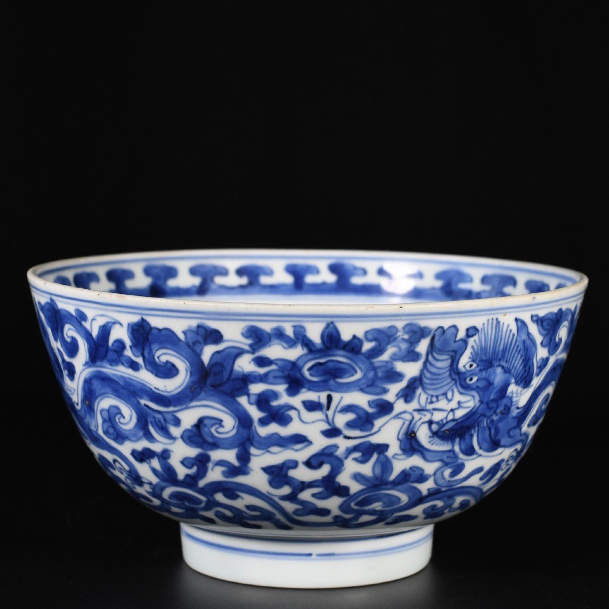 Large Bowl With Three Dragons Among The Clouds - China 17th Century Kangxi Period-photo-2