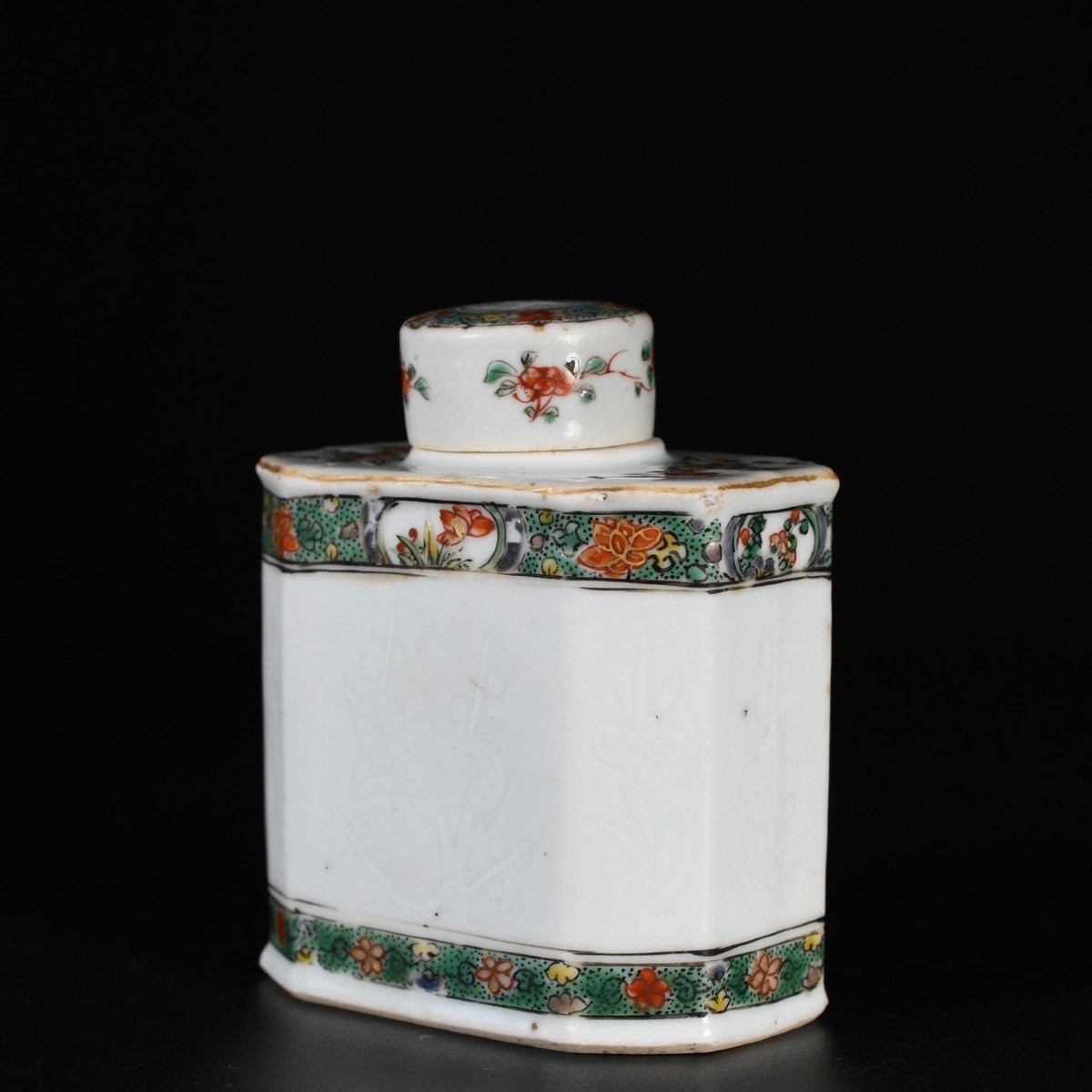 Boite à Thé Aux émaux De La Famille Verte à décor incisé - Chine XVIIIe Période Kangxi-photo-2