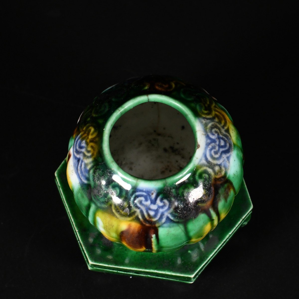 Porcelain Water Pot With Sancai And Blue Enamels - China 18th Century Kangxi Period-photo-6