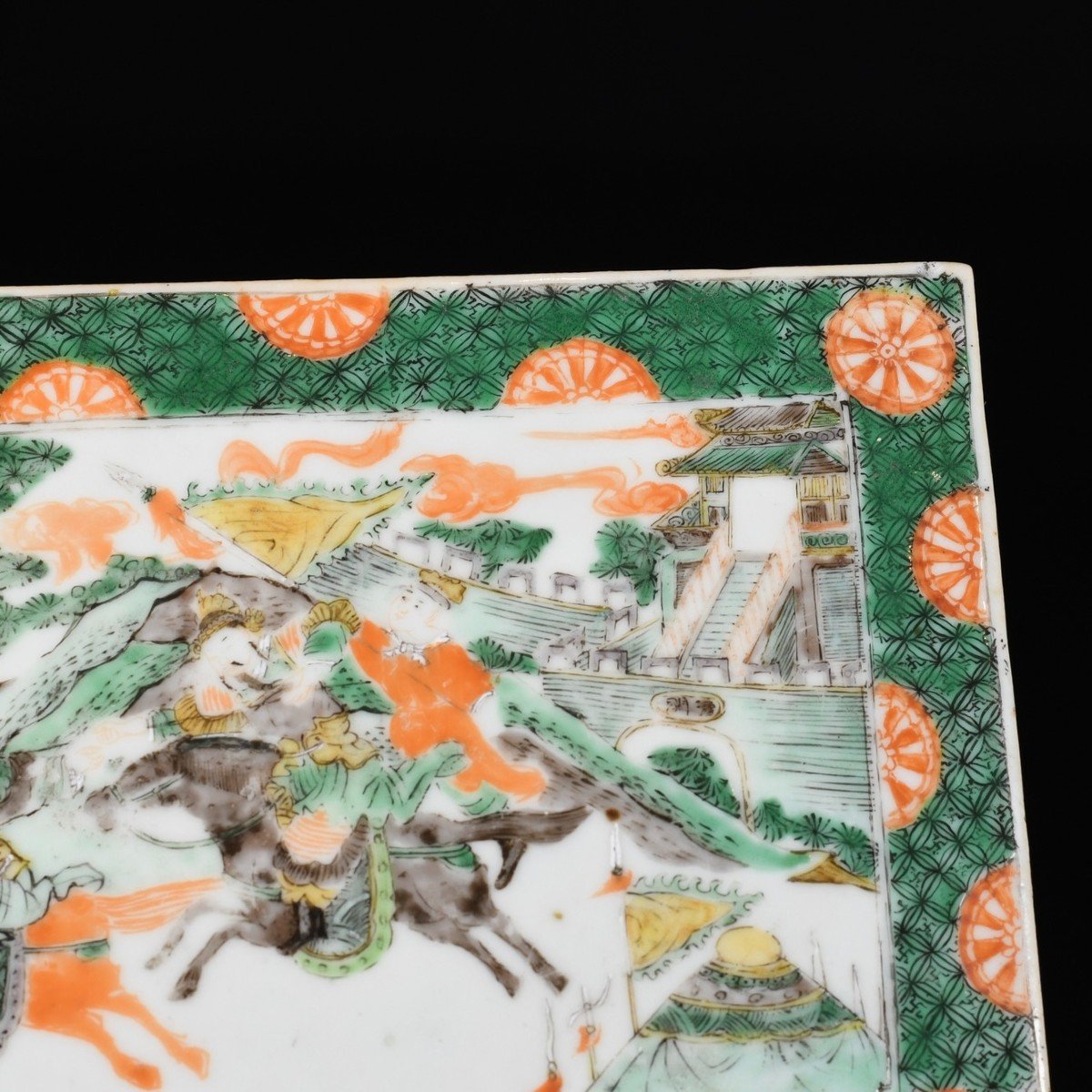 Famille Verte Plaque Decorated With Horsemen - China 19th Century-photo-3