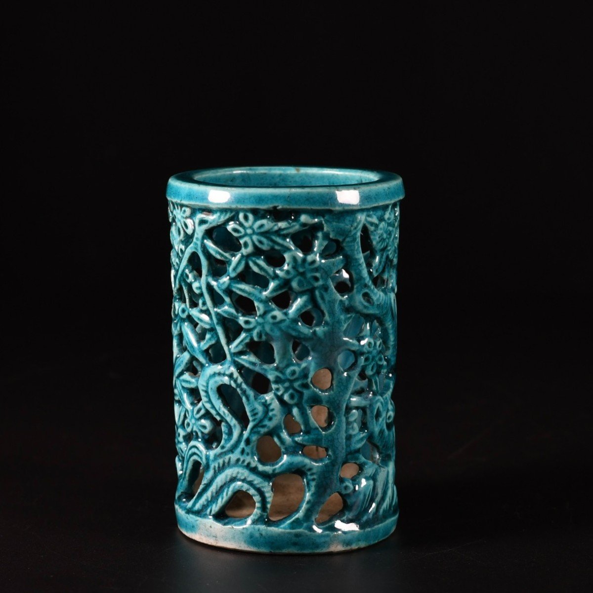 Ensemble De Deux Pots à Pinceaux à Glaçure Turquoise - Chine XVIIIe Période Kangxi-photo-4