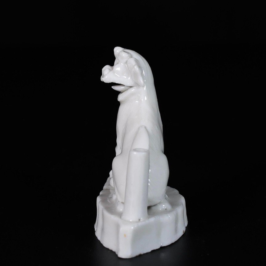 Porte-encens en Blanc de Chine Figurant Un Chien De Fo - Chine XVIIe Période Kangxi-photo-3