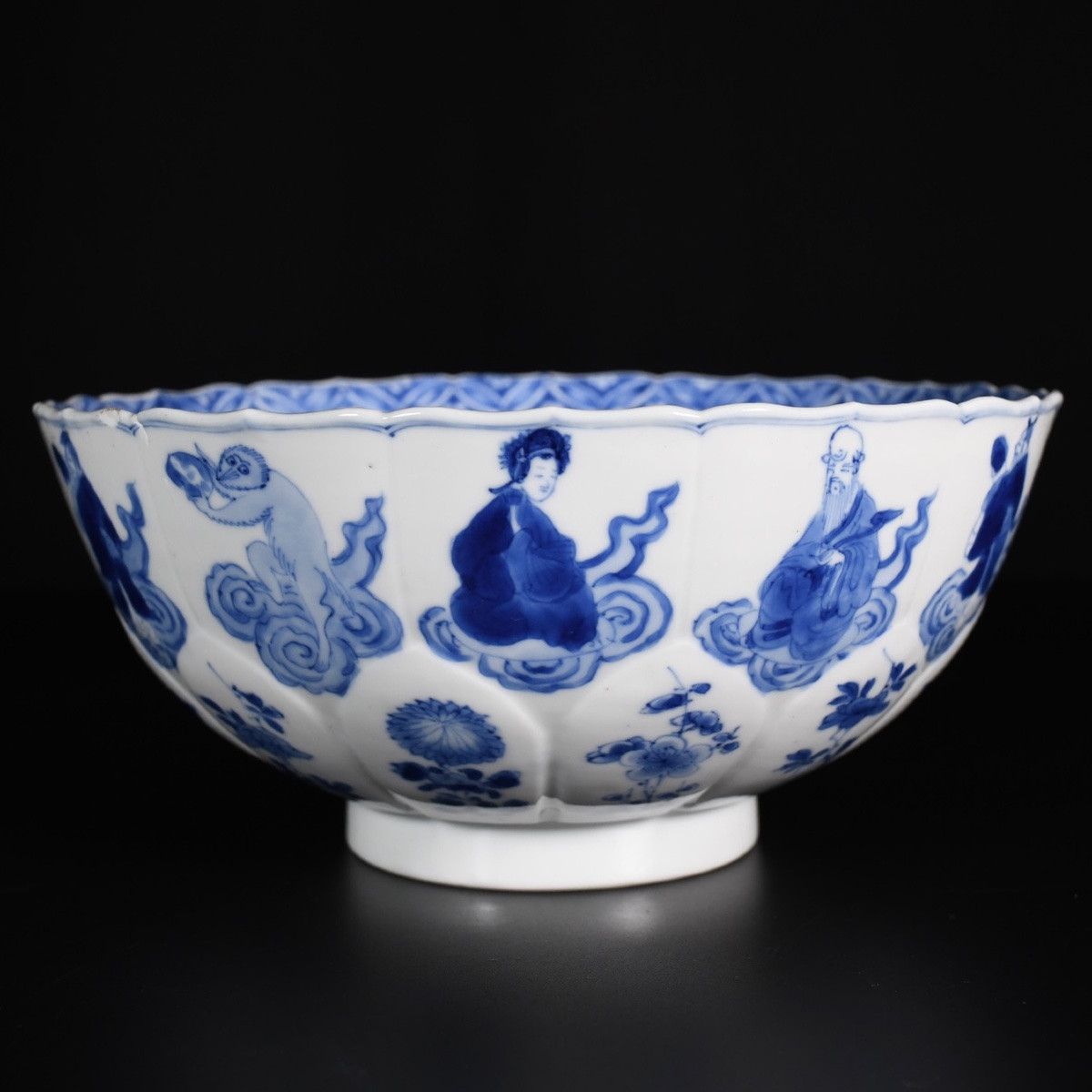 Lotus Shaped Porcelain Bowl Decorated With Immortals - China Kangxi Period-photo-4