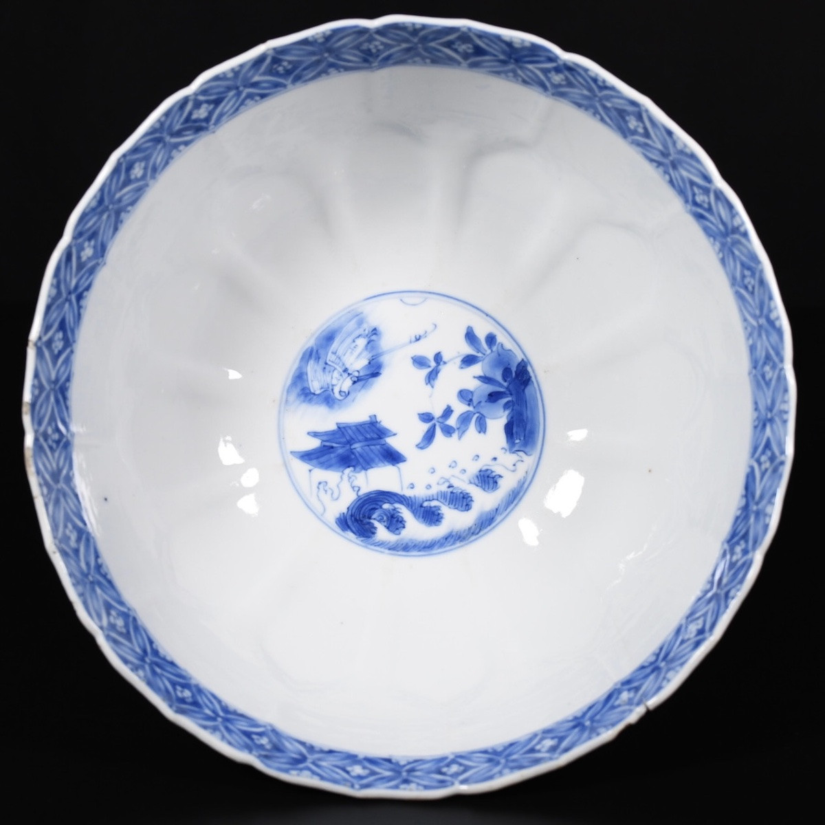 Lotus Shaped Porcelain Bowl Decorated With Immortals - China Kangxi Period-photo-3