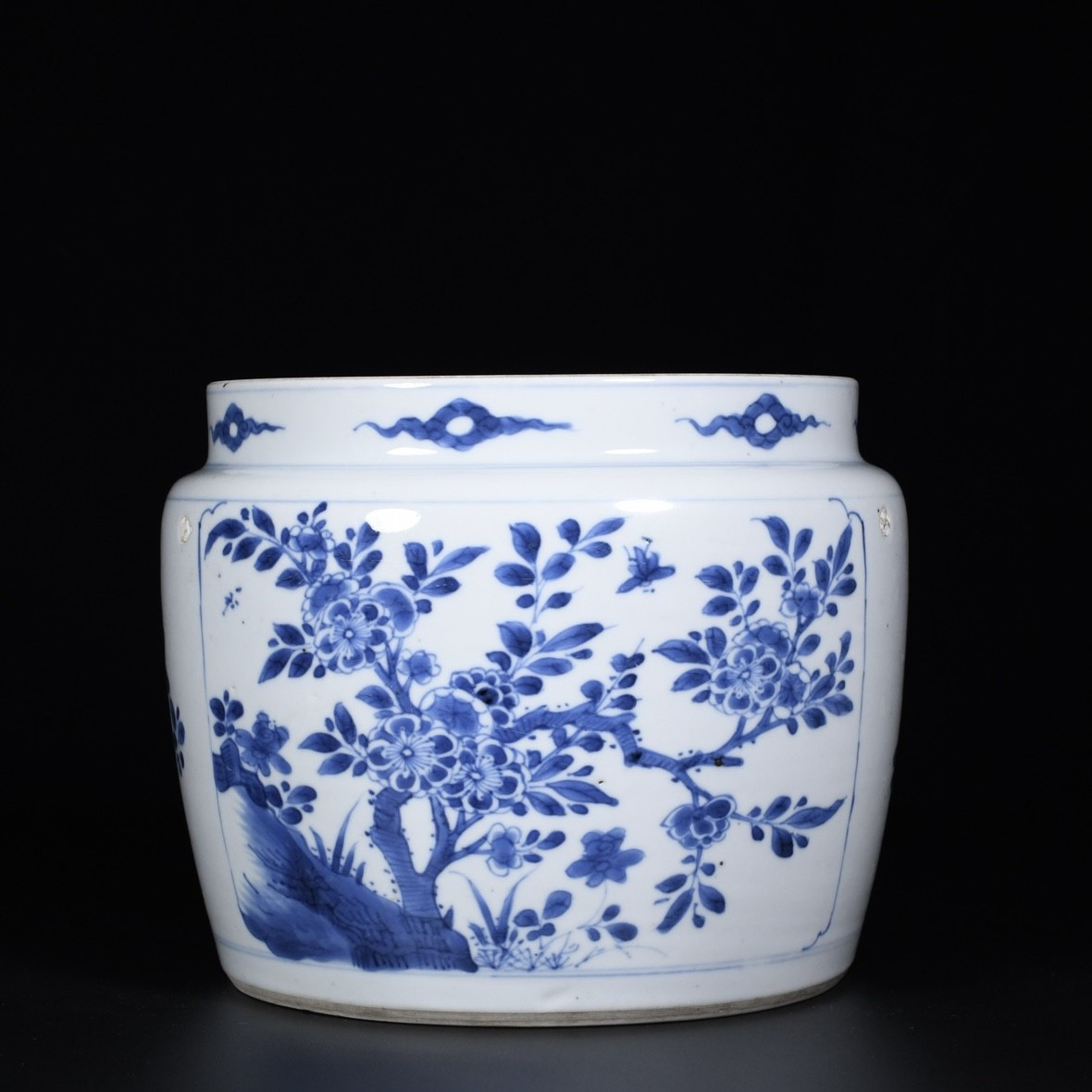 Pot-pourri à Décor Bleu Et Blanc De Branches Fleuries - Chine XVIIIe Période Kangxi