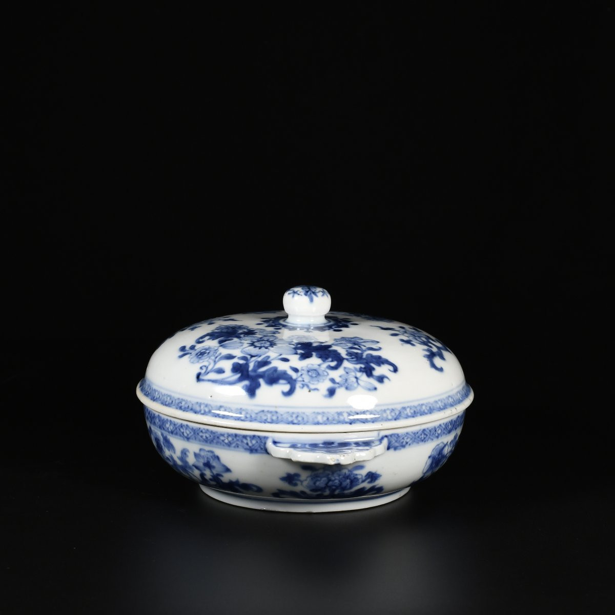 Paire d'écuelles à décor bleu et blanc de fleurs - Chine XVIIIE Période Qianlong-photo-3