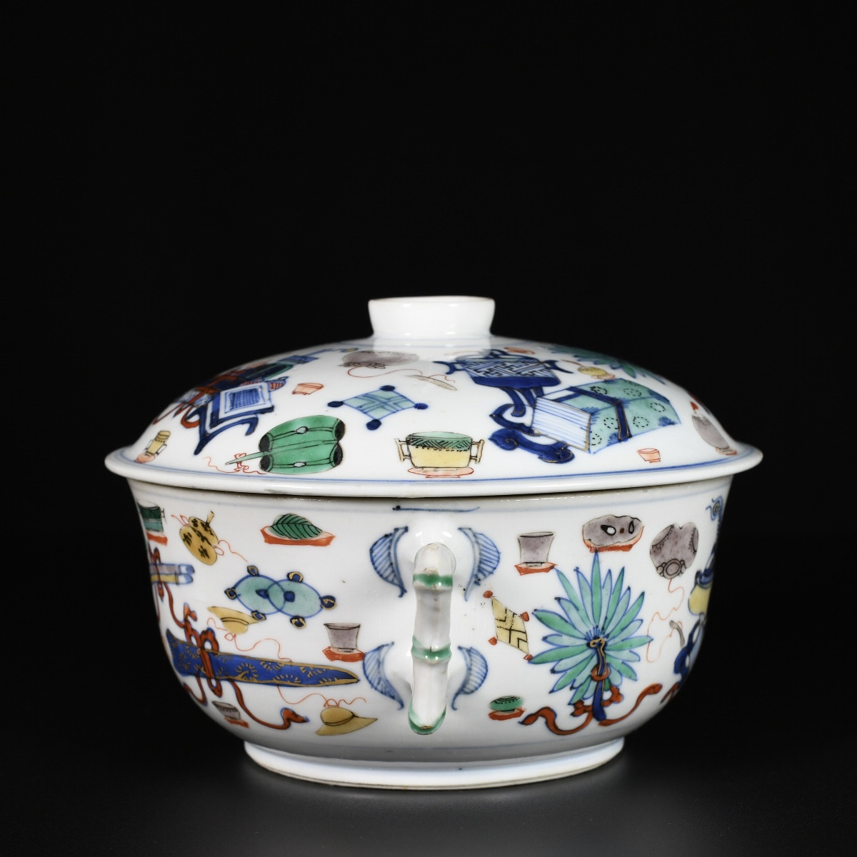 Doucai Covered Ecuelle Decorated With The "hundred Antiques" - China 18th Kangxi Period-photo-2