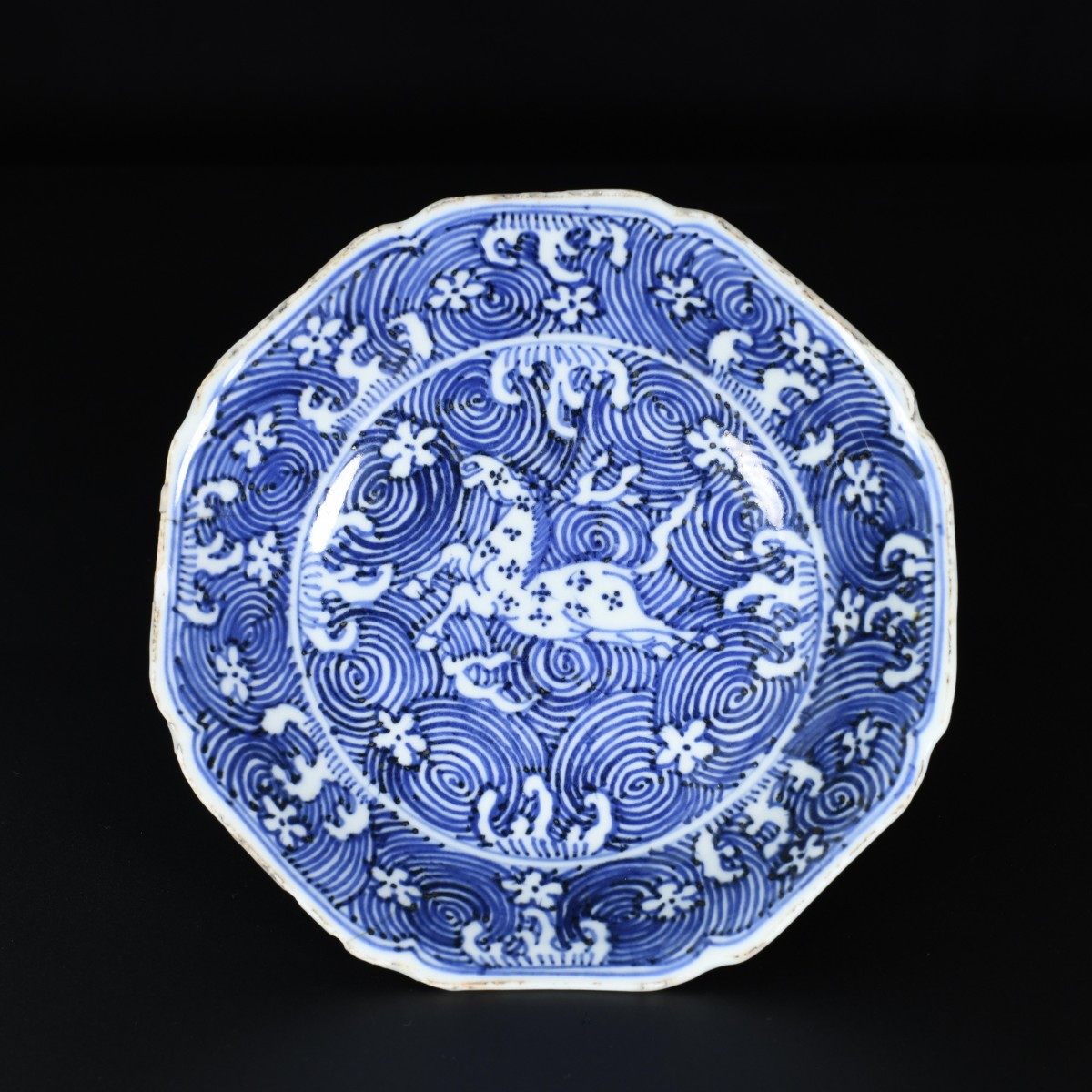 Blue And White "galloping Horse" Dish - China 17th Transitional Period