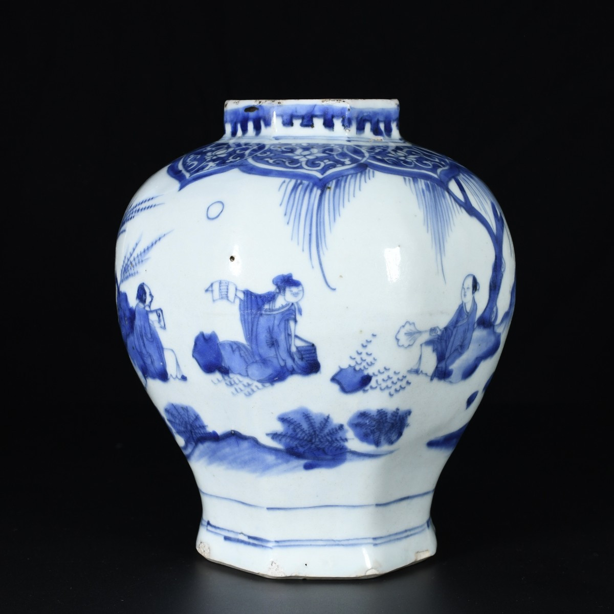 A Blue And White Baluster Vase Decorated With A Scholar - China 17th Transitional Period-photo-2