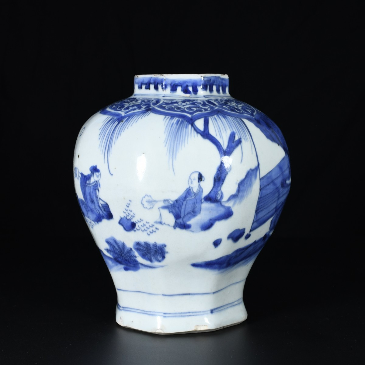 A Blue And White Baluster Vase Decorated With A Scholar - China 17th Transitional Period-photo-3