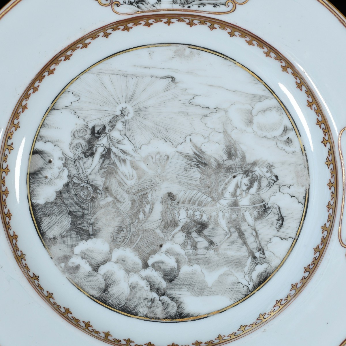 Pair Of Plates With Grisaille Decoration Of Aurora On Her Chariot - China 18th Qianlong Period-photo-2