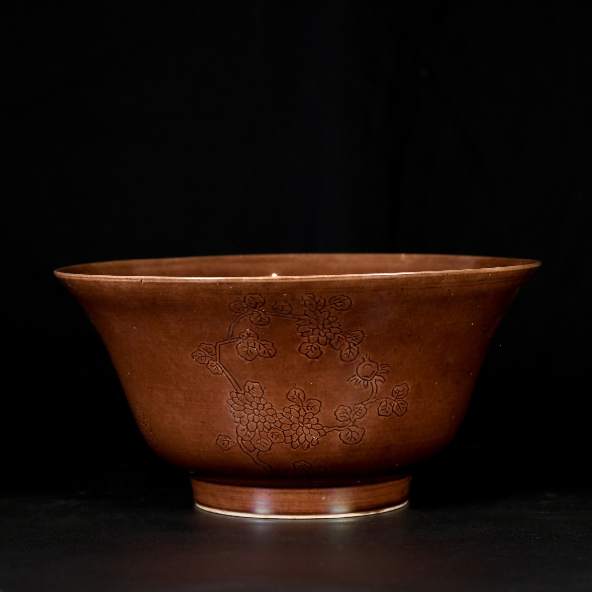 Aubergine Bowl With Incised Decoration - China 18th Kangxi Period-photo-4