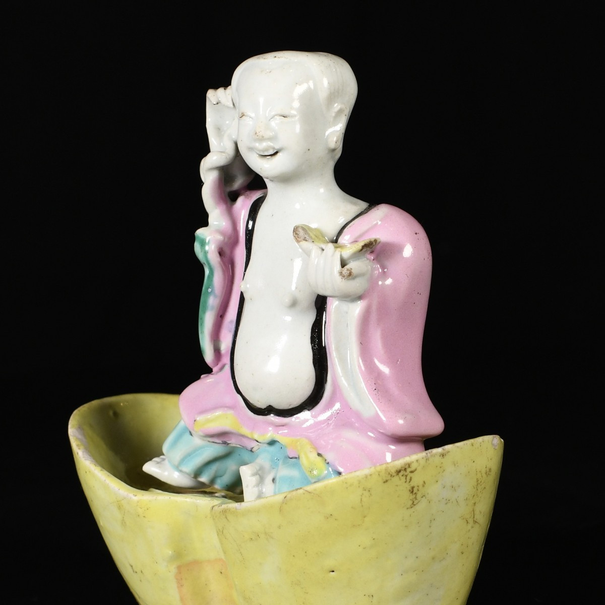 Figure aux émaux de la Famille Rose représentant Liu Hai - Chine XVIIIe Période Qianlong-photo-3