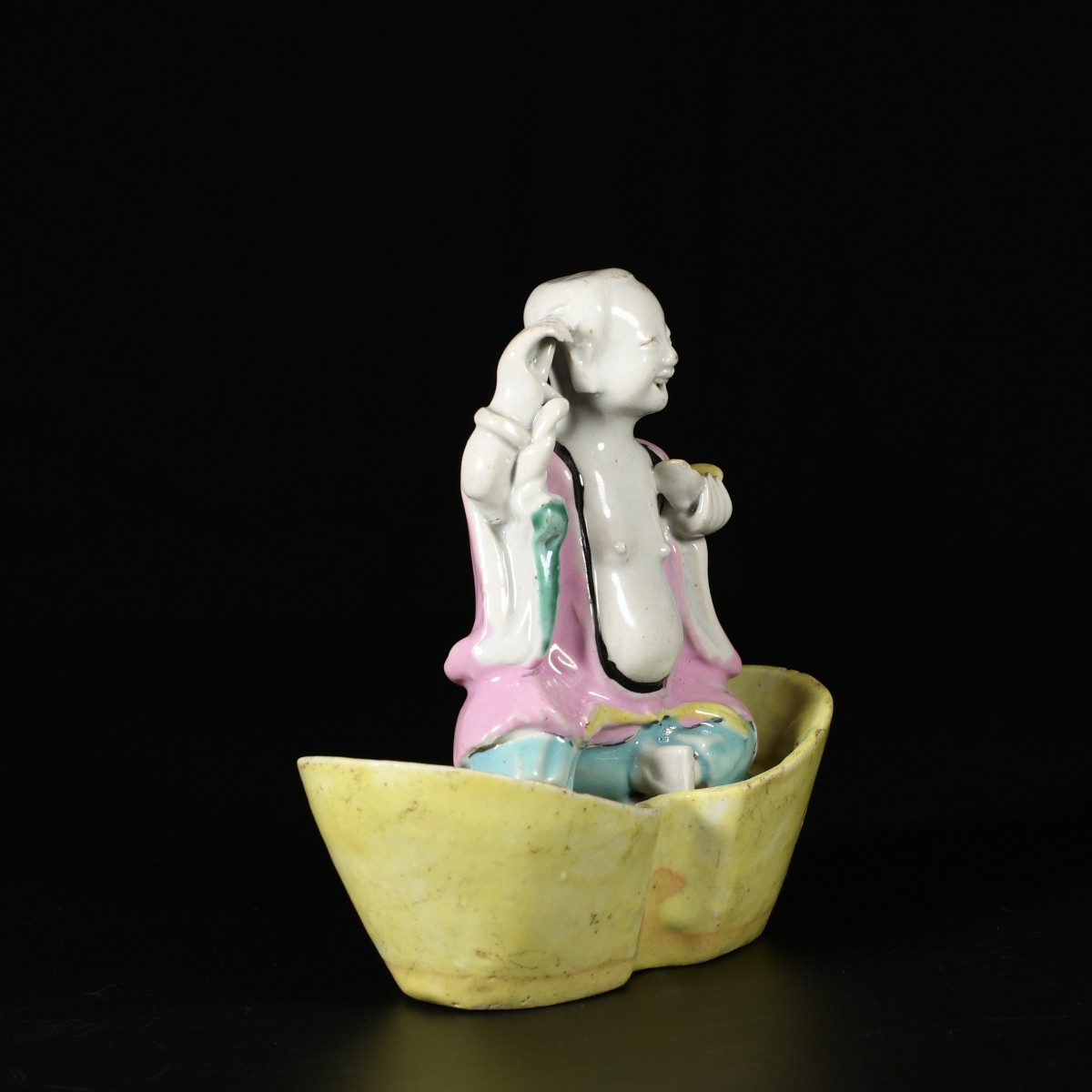 Figure aux émaux de la Famille Rose représentant Liu Hai - Chine XVIIIe Période Qianlong-photo-3