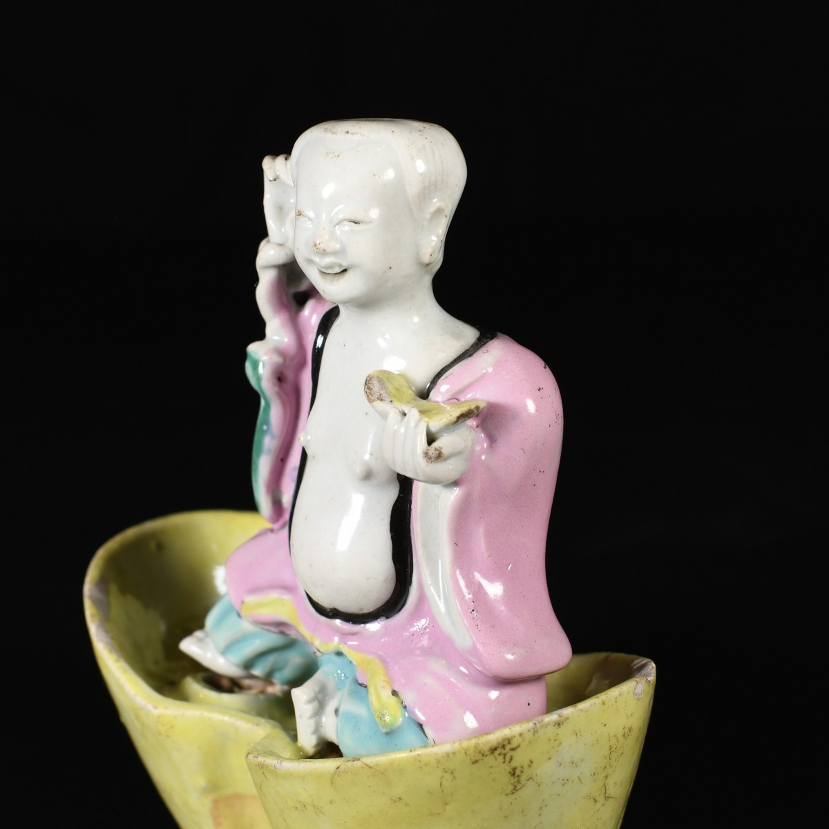 Figure aux émaux de la Famille Rose représentant Liu Hai - Chine XVIIIe Période Qianlong-photo-7