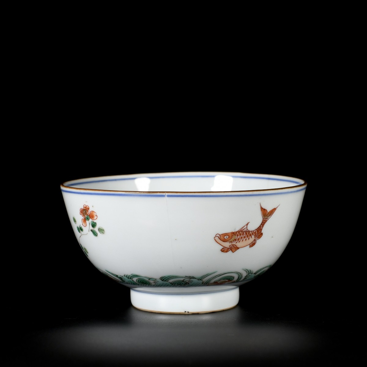 Famille Verte Bowl Decorated With Two Carp - China, 18th Century, Kangxi Period-photo-3
