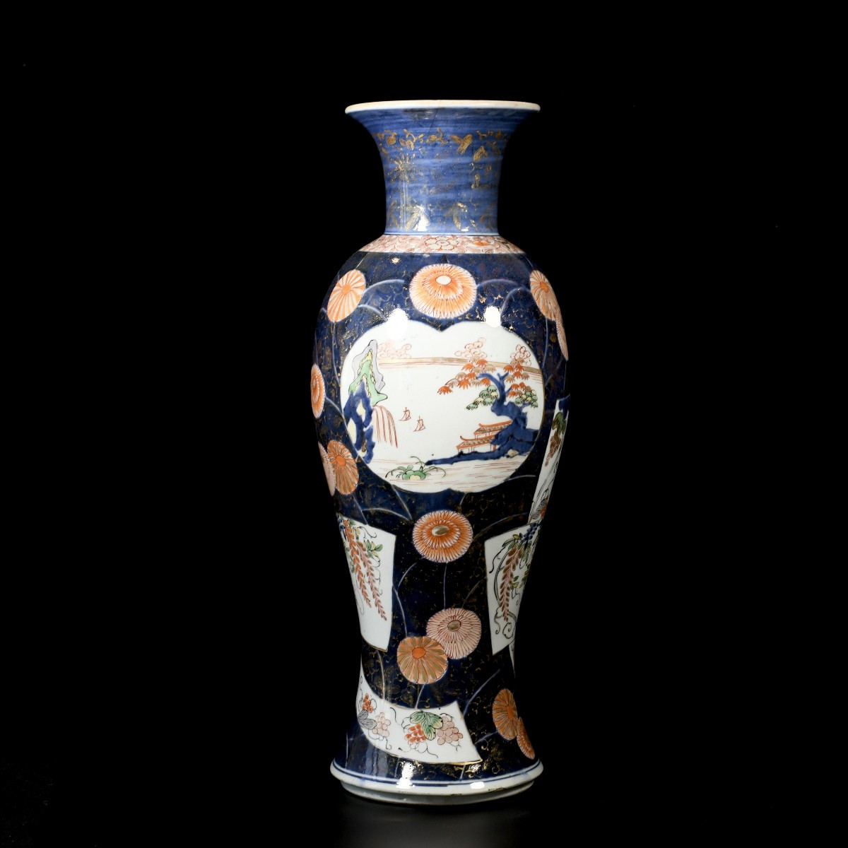Large vase balustre à décor Imari de paysages lacustres - Japon, Edo Fin XVIIe/Début XVIIIe-photo-3