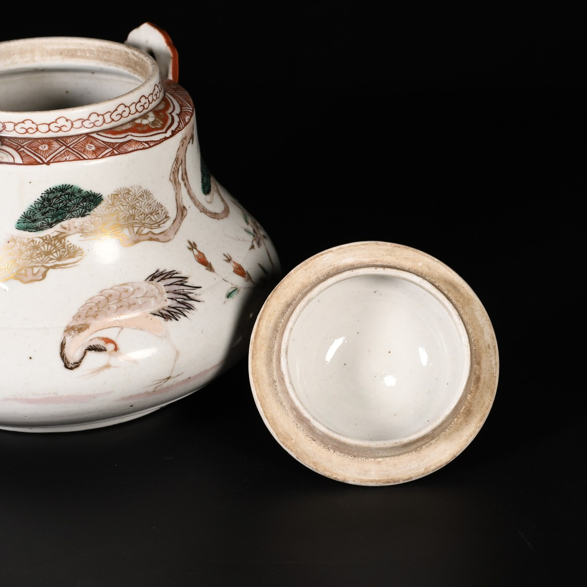 A Large Ewer Decorated With Cranes And Pine Trees - Japan, Edo Period, 18th Century-photo-3