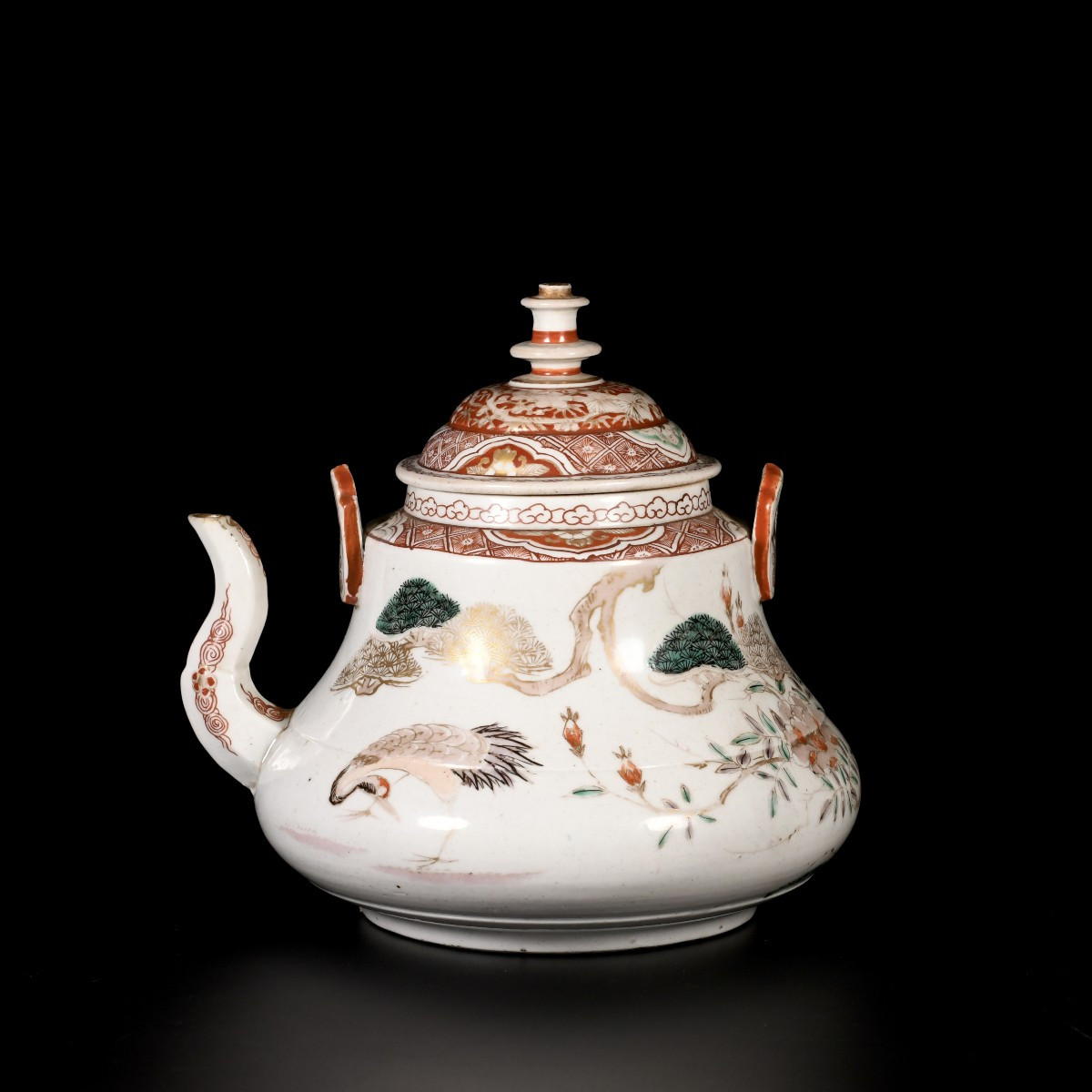 A Large Ewer Decorated With Cranes And Pine Trees - Japan, Edo Period, 18th Century