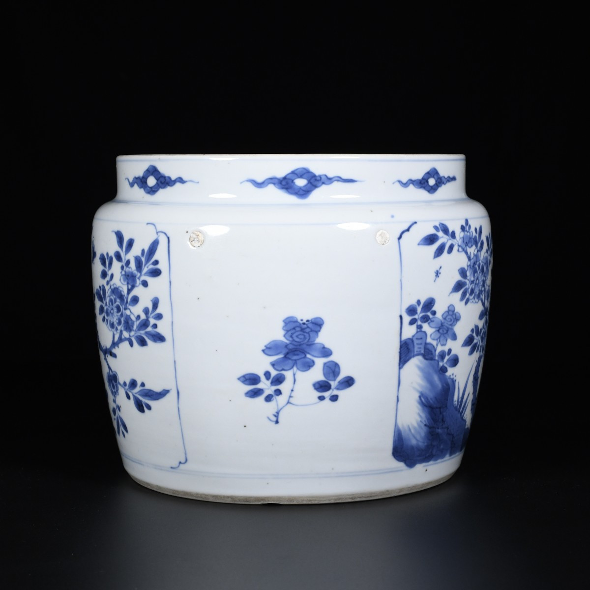 Pot pourri à décor bleu et blanc de branches fleuries - Chine XVIIIe Période Kangxi-photo-2