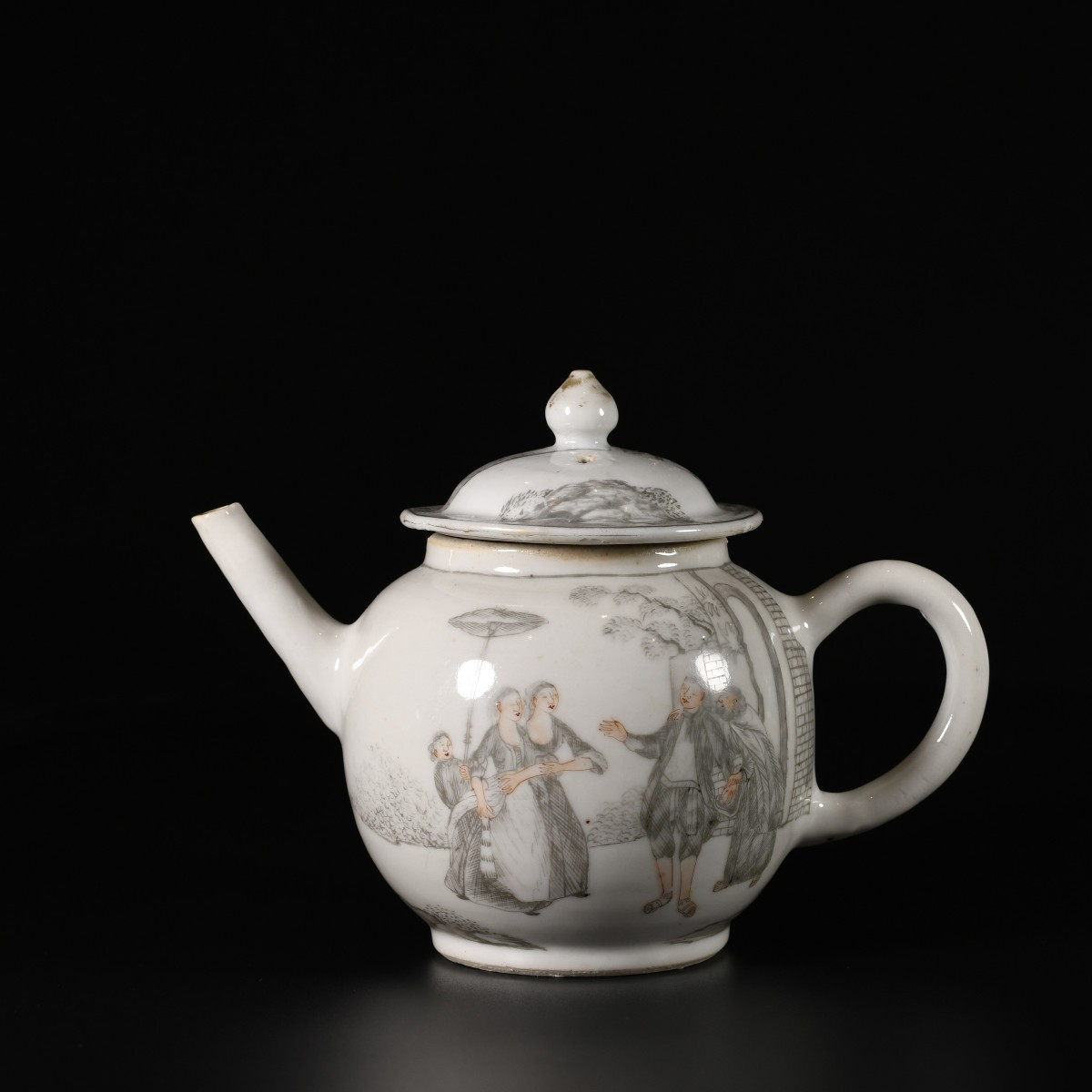 Théière à décor en grisaille "Les Oies de Frères Philippe" - Chine XVIIIe Période Qianlong-photo-2