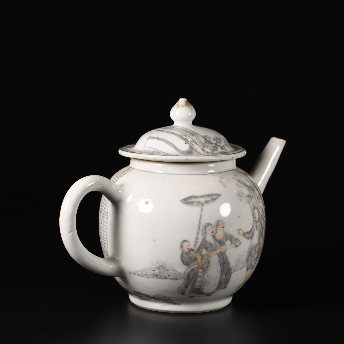 Théière à décor en grisaille "Les Oies de Frères Philippe" - Chine XVIIIe Période Qianlong-photo-4