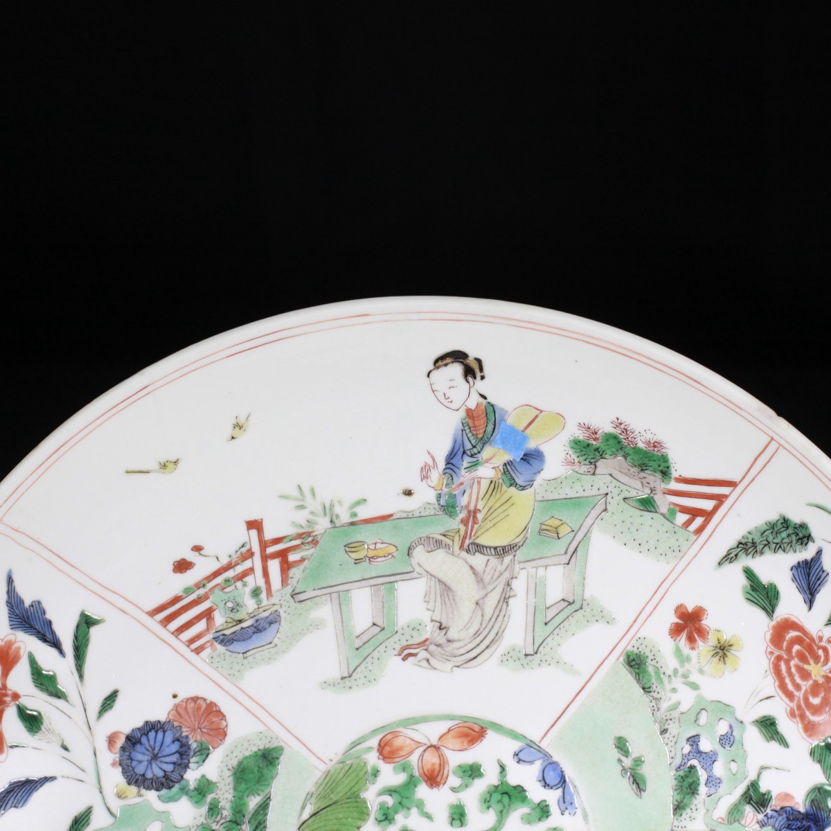 Coupe Famille Verte à décor symétrique de dames de cour - Chine XVIIIe Période Kangxi-photo-2
