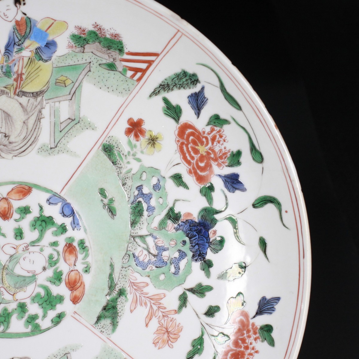 Coupe Famille Verte à décor symétrique de dames de cour - Chine XVIIIe Période Kangxi-photo-3