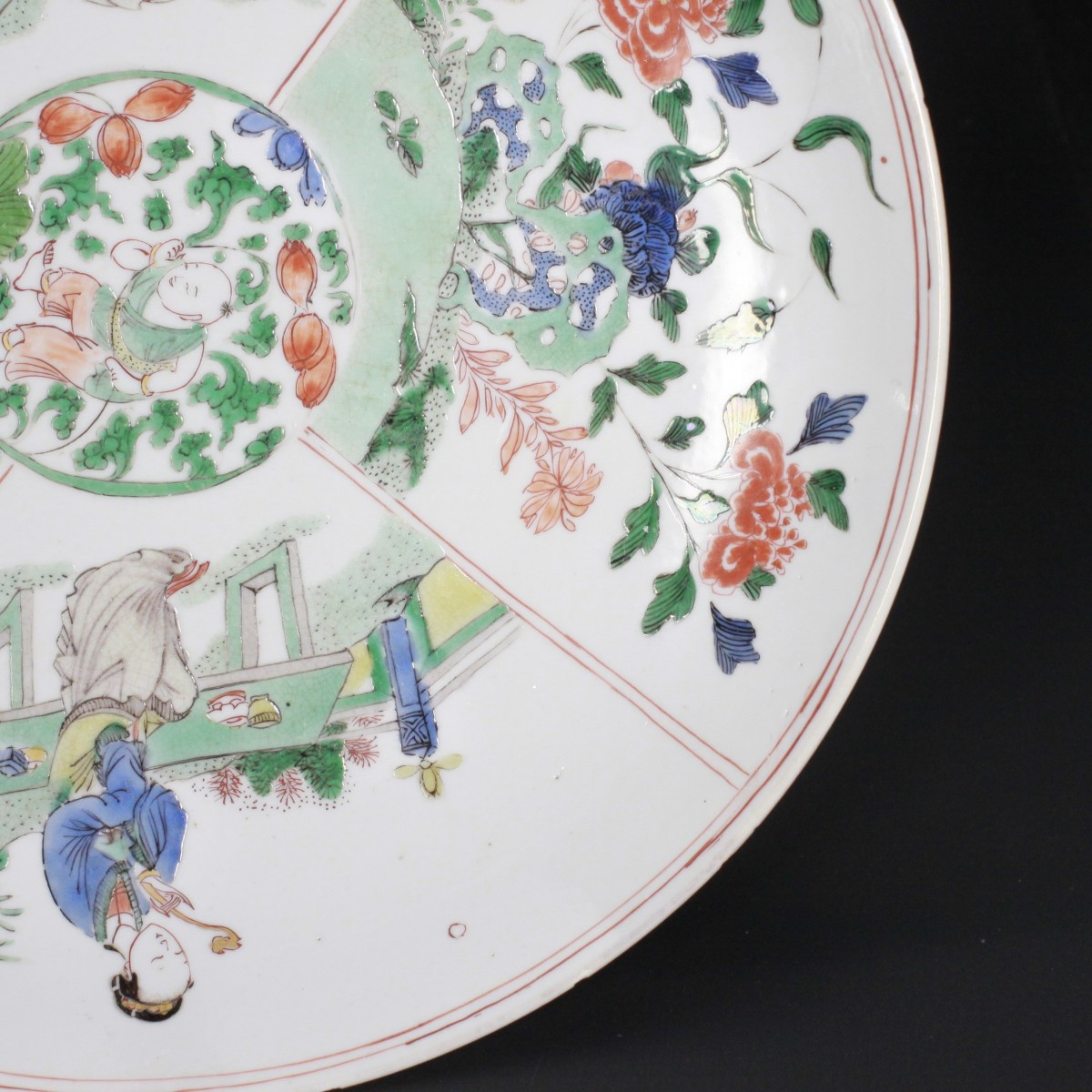 Coupe Famille Verte à décor symétrique de dames de cour - Chine XVIIIe Période Kangxi-photo-4