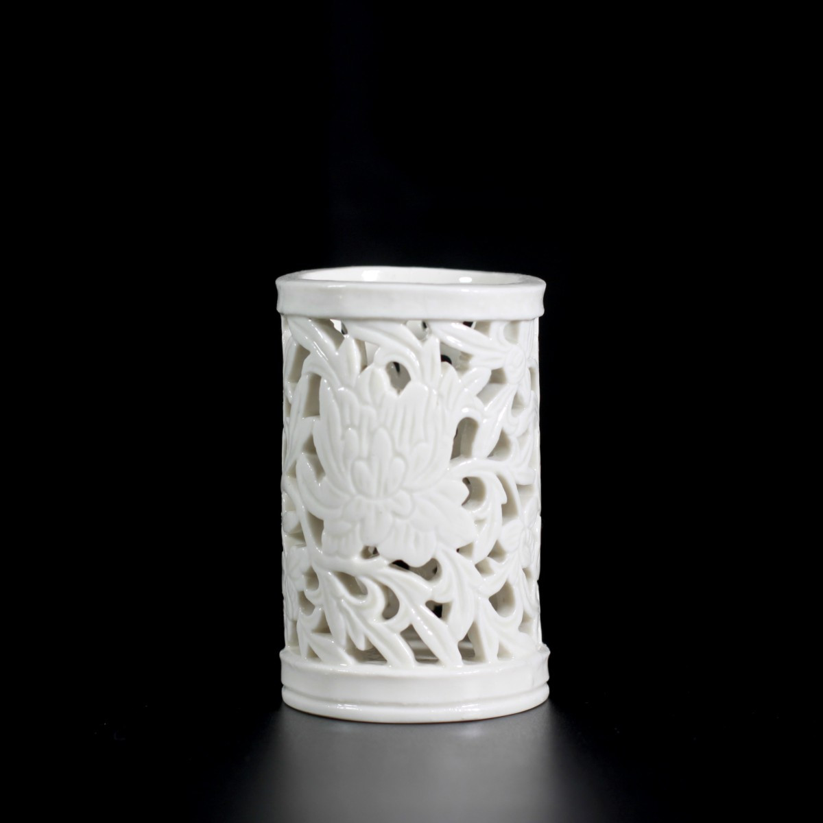 A Blanc De Chine Peony Brushpot - China, Late Ming Dynasty