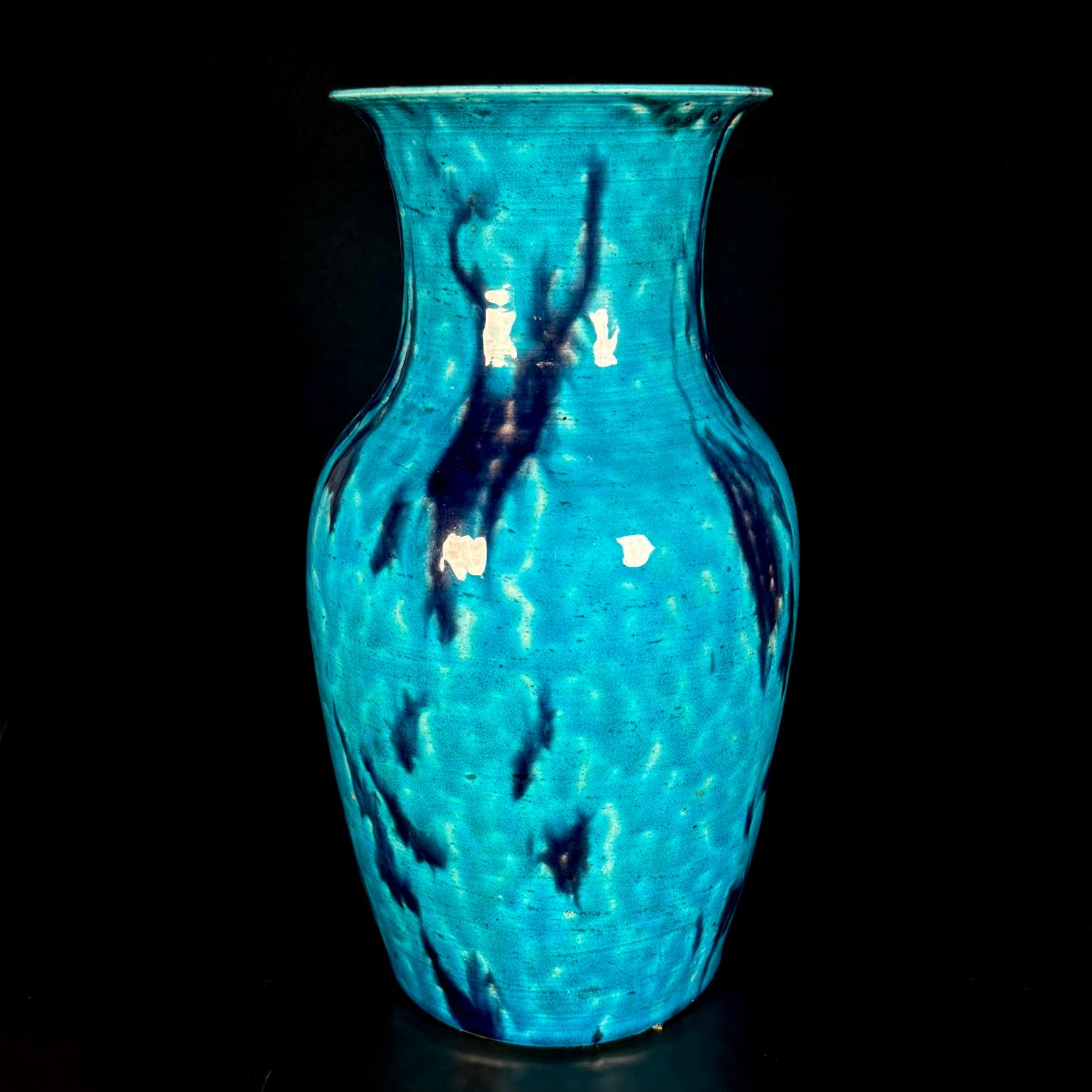 Vase balustre à glaçure turquoise et aubergine - Chine Début du XVIIIème-photo-3