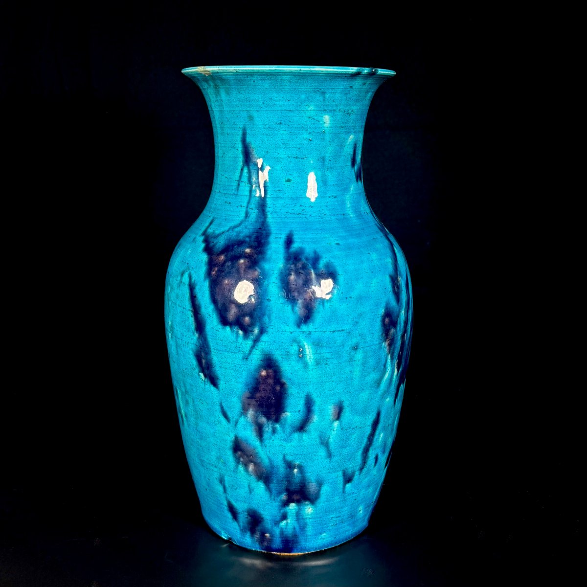 Vase balustre à glaçure turquoise et aubergine - Chine Début du XVIIIème
