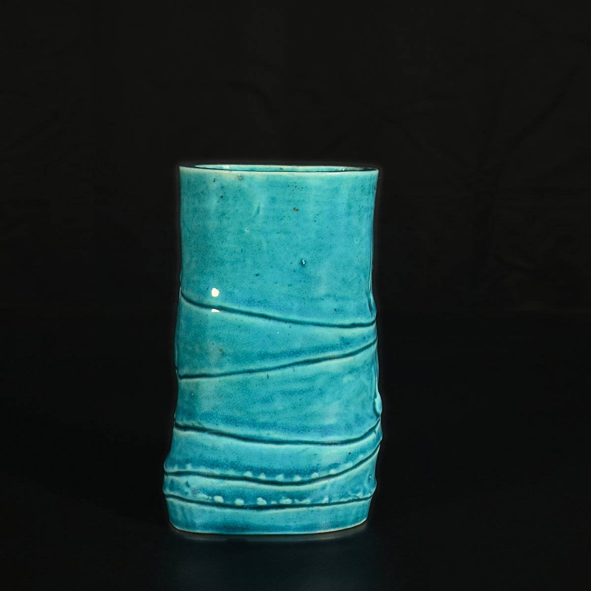 A Turquoise "bamboo" Brushpot - China 18th Kangxi Period-photo-3