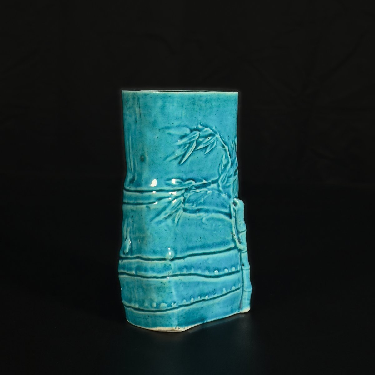 A Turquoise "bamboo" Brushpot - China 18th Kangxi Period-photo-4