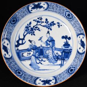Plate Decorated With Characters On A Balcony - China Eighteenth Kangxi Period