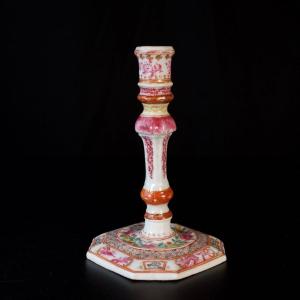 A Porcelain Candlestick With Famille Rose Enamels - China 18th Century Qianlong Period