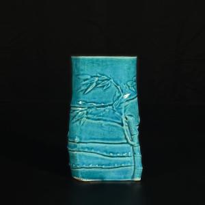 A Turquoise "bamboo" Brushpot - China 18th Kangxi Period
