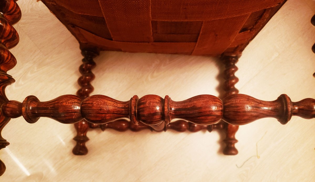 Rarissime Chaise De Nourrice Bobine En Gaïac Napoleon III-photo-3