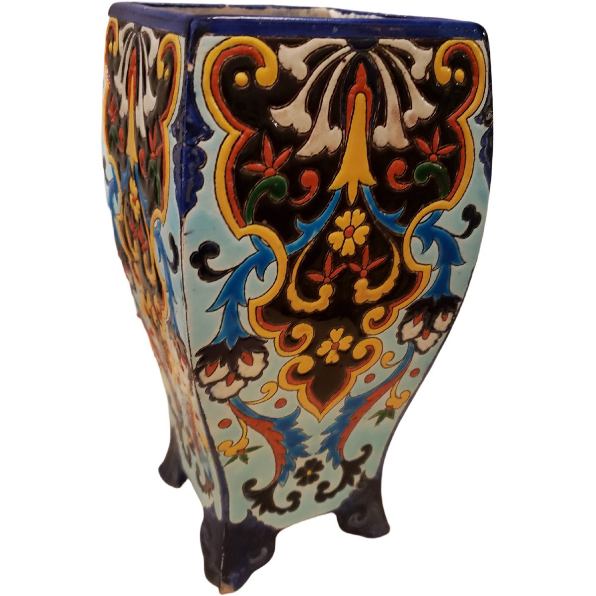 Grand Vase Faience De Jules Vieillard Emaux De Caranza