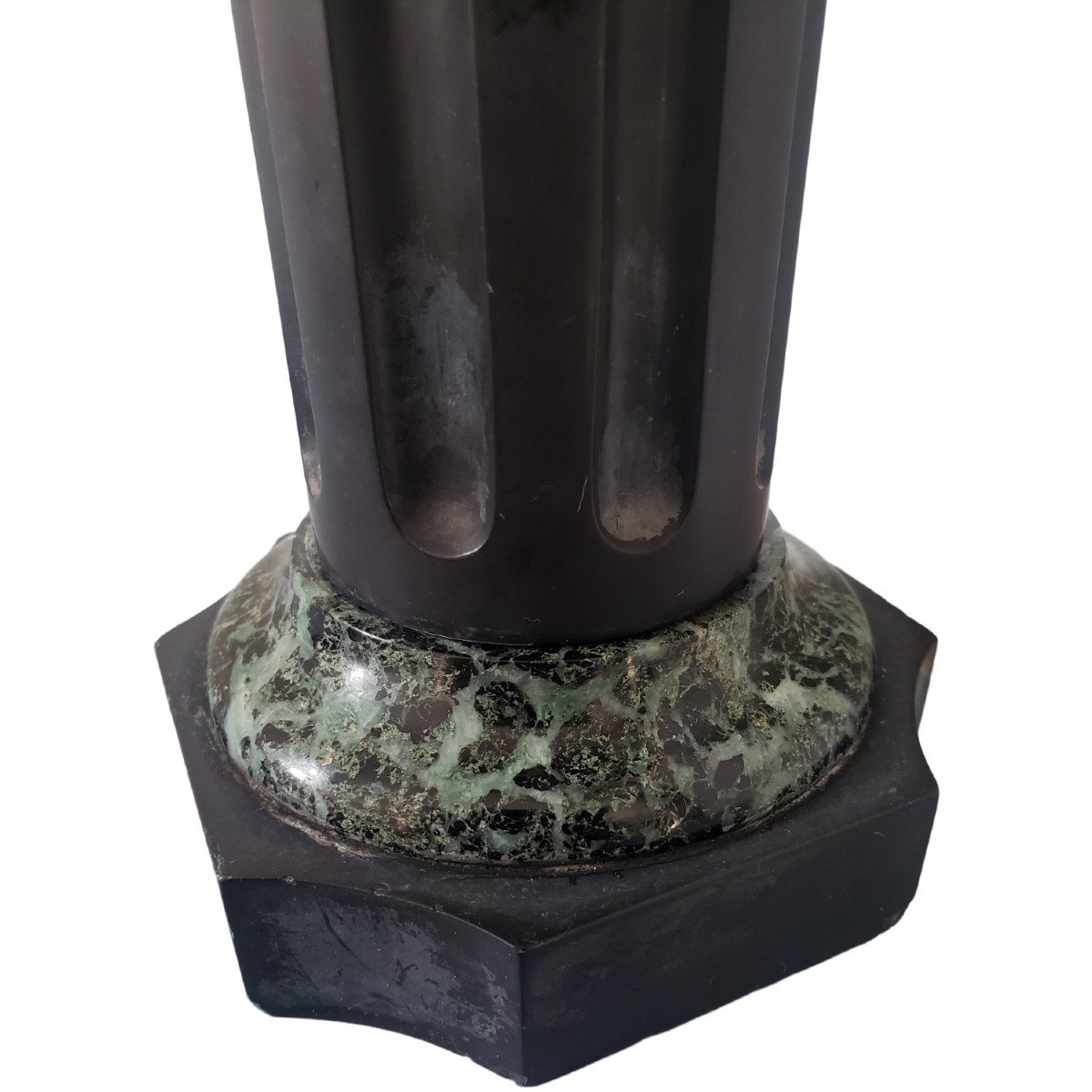 Tazza vase Warwick Sur Piédestal Grand Tour Bronze Deux Patines Et Marbre XIXeme-photo-3
