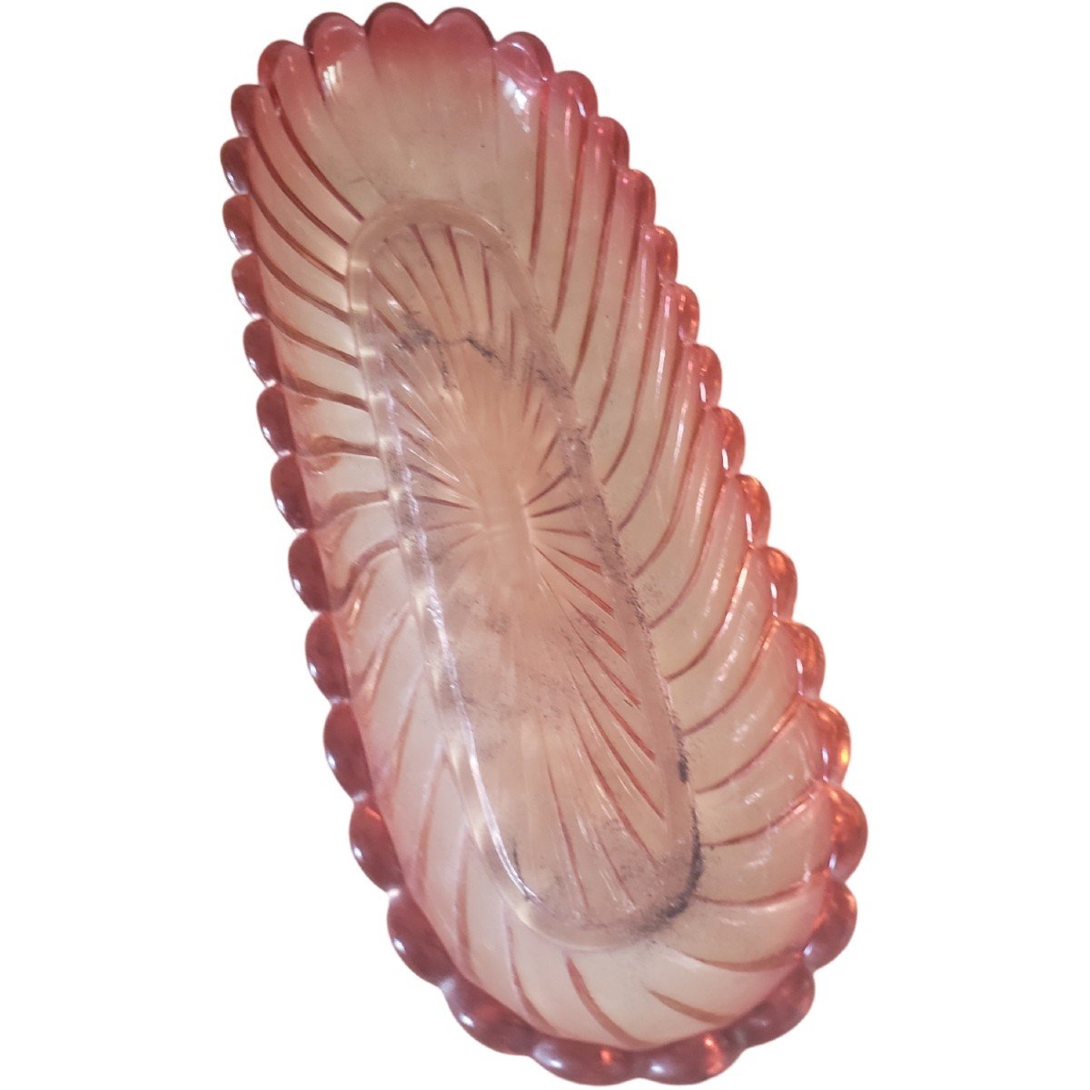 Baccarat Twisted Ribbed Rose Tinted Crystal Toilet Trim-photo-3