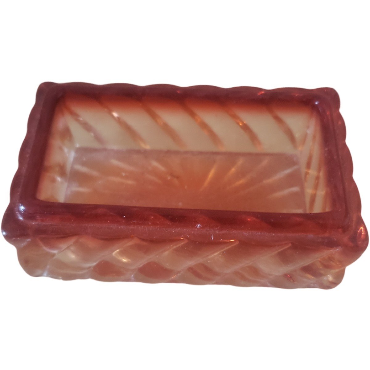 Baccarat Twisted Ribbed Rose Tinted Crystal Toilet Trim-photo-4