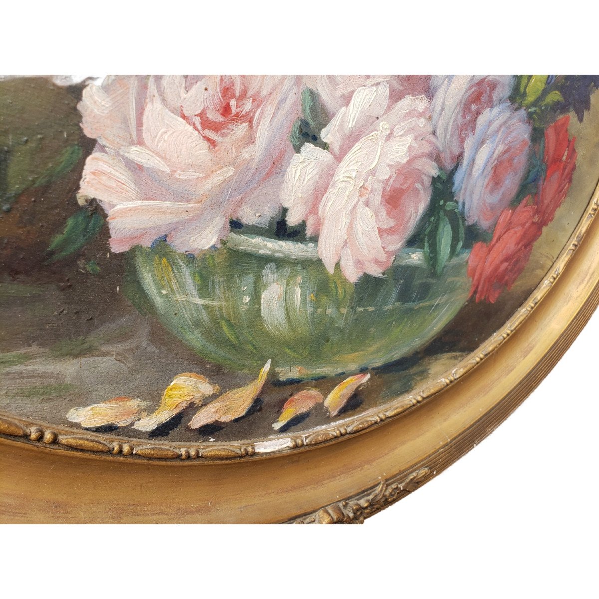 Oil On Panel Flower Bouquet On An Entablature Cirdca 1900-photo-3