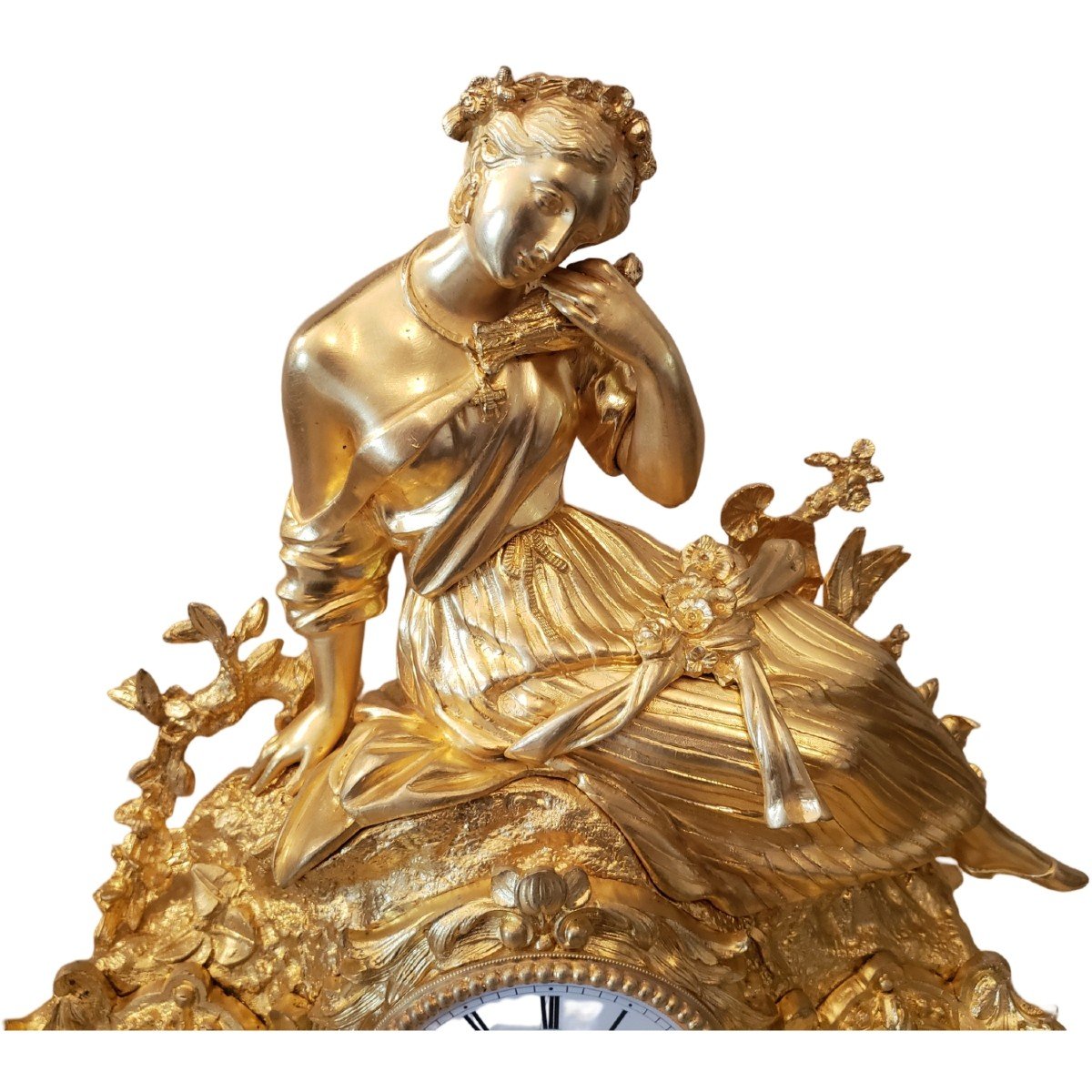  Pendule En Bronze Doré époque Napoléon III -photo-4