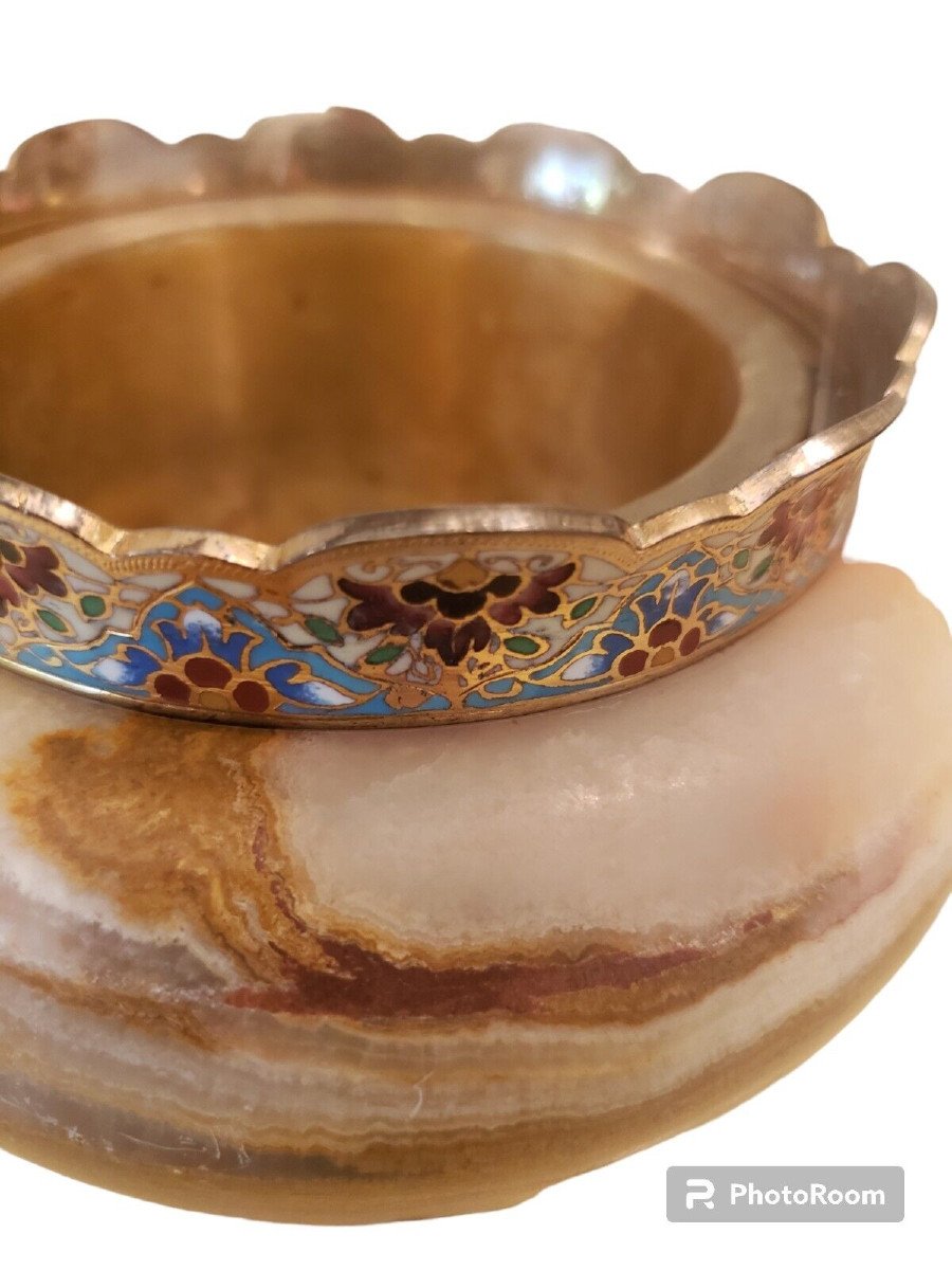 Eugène Cornu Vase In Algerian Onyx And Cloisonné Enameled Bronze 19th Century-photo-3
